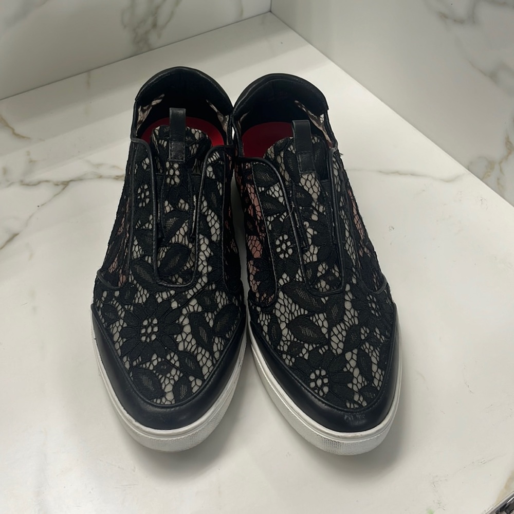 Worn once. Cocktail sneakers.  The occasion sneaker in black lace